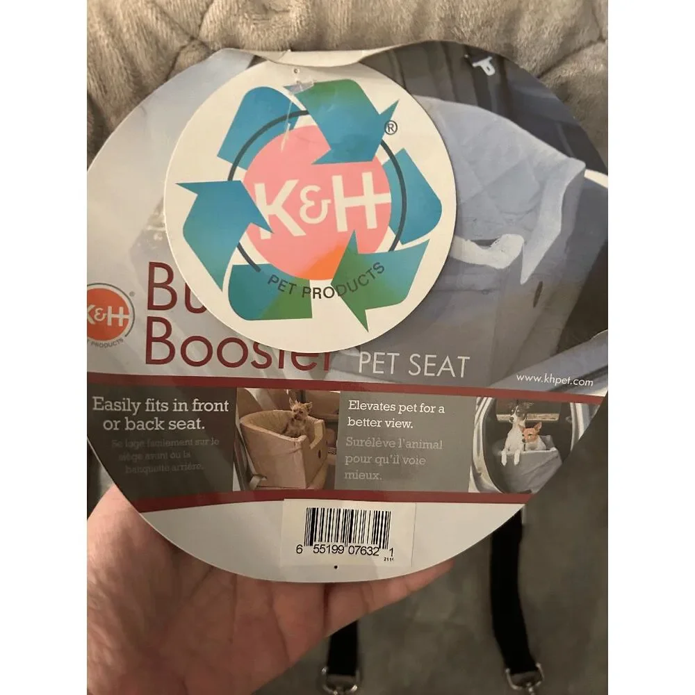 NWT K&H Bucket Booster Pet Dog Car Seat - Large in Gray